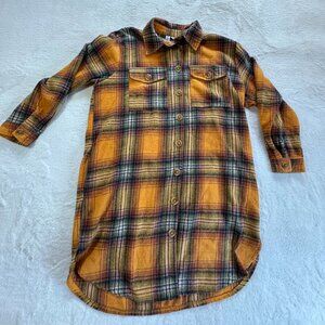 Grace & Karma Plaid Shacket Womens Large Orange Button Up Shirt Jacket